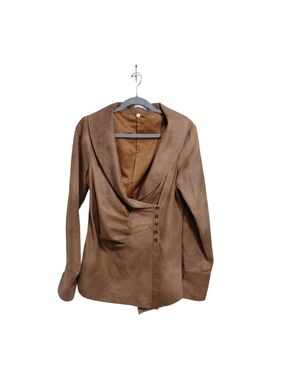 Finley Brown Faux-Suede Draped Blazer